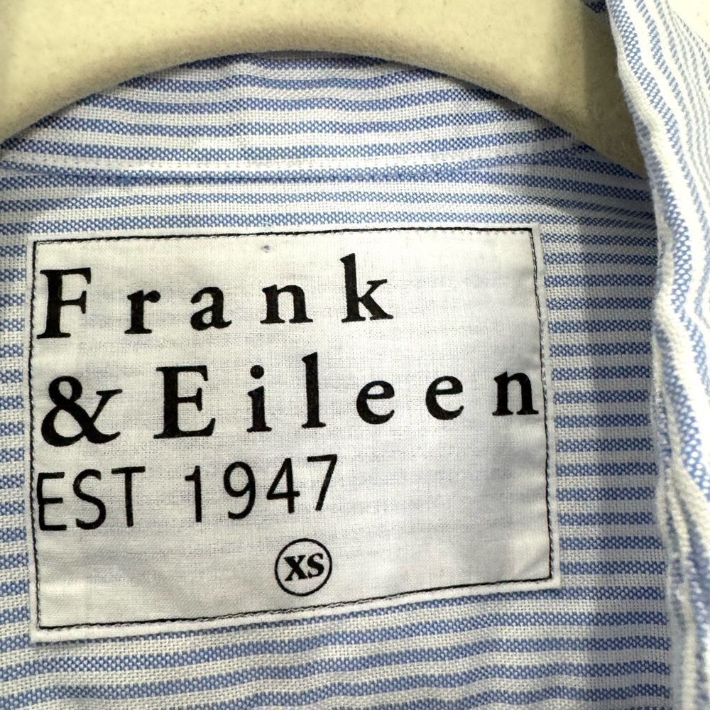 NEW FRANK & Eileen Finbar button down organic cotton shirt in blue stripe - Picture 3 of 7